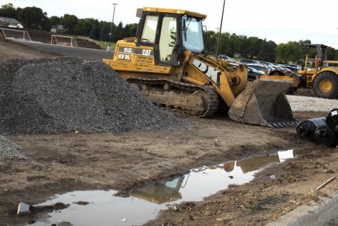 Construction equipment at West tennis courts