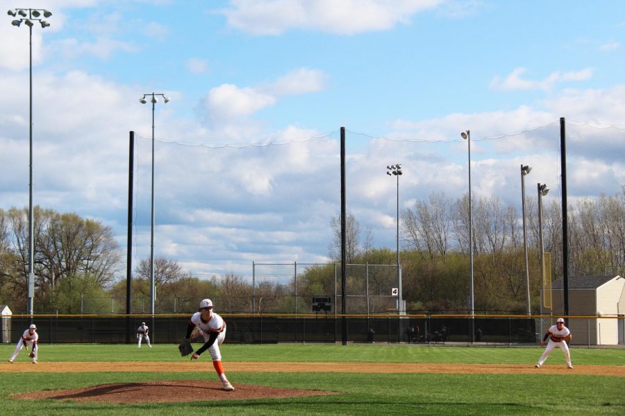 The varsity baseball team played Mundelein on April 15 at Peterson Park. 
