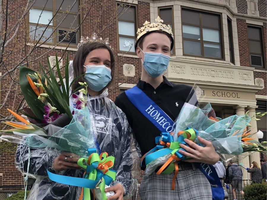 Wests Homecoming king and queen Max DeCicco and Ashley Wachter pose for pictures outside of East Campus on April 19 following coronation.