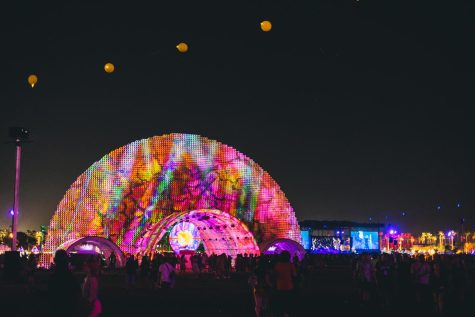 Art installation Circular Dimensions x Microscape by Cristopher Cichocki is seen at the 2022 Coachella Valley Music and Arts Festival on April 17, 2022, in Indio, California.