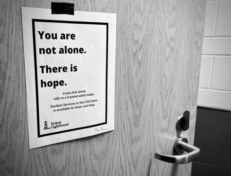 Signs that say You are not alone hang throughout MCHS, but not many students know what Erikas Lighthouse is or what sort of support they offer students who need help.