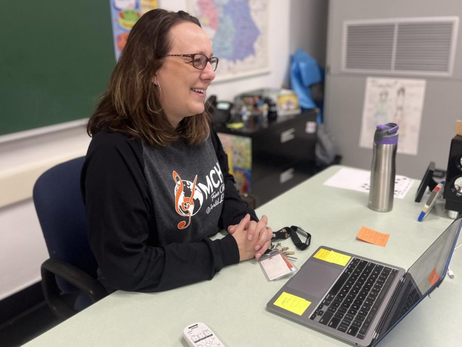 Frau Annette Folien sits at her desk during AIM at the Freshman Campus on January 13. Folden teaches all four levels of German at both the Freshman and Upper Campuses.