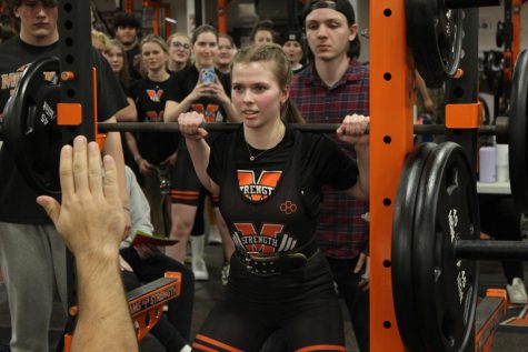Power-lifter prepares to squat on February 1 at the flex valley power-lifting meet. 