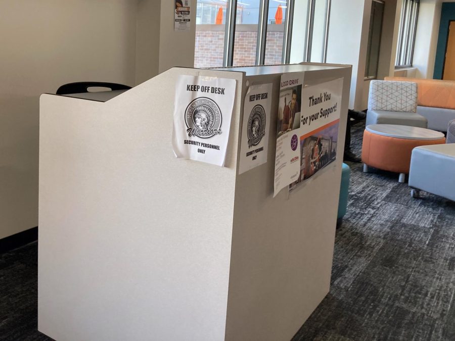 A security desk has been positioned outside of the third floor bathroom to discourage fighting, vaping and other disruptive behavior, according to Upper Campus security.