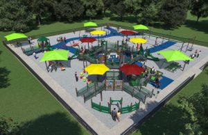 Designs for the Natures Way playground posted on the City of Woodstocks Recreation Departments website include areas for all people ages eight to 80.