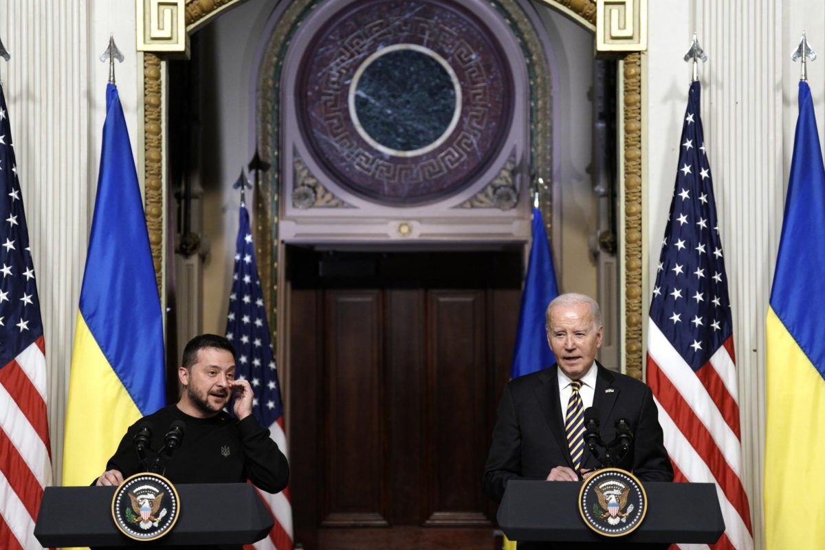 U.S. President Joe Biden and Ukrainian President Volodymyr Zelenskyy hold a joint press conference after their meeting at the White House in Washington, D.C., on Tuesday, Dec. 12, 2023.