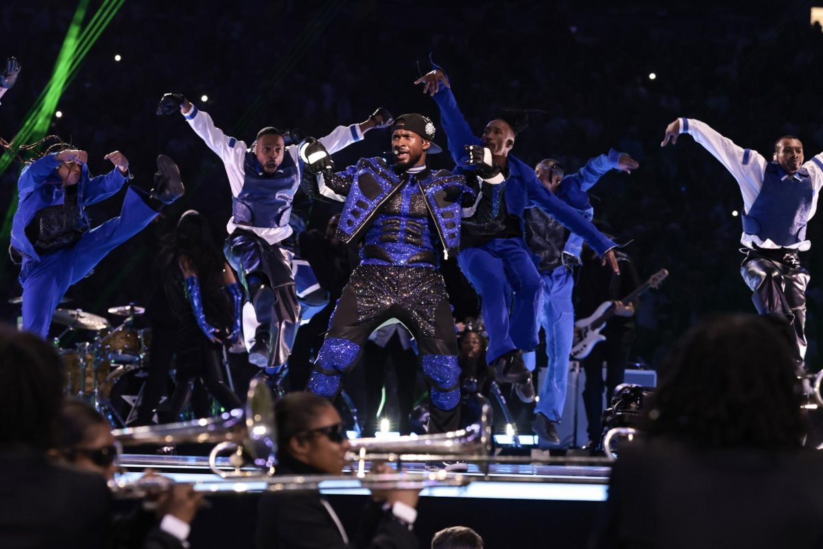 Usher performs during halftime of Super Bowl LVIII on Sunday, February 11, 2024, at Allegiant Stadium in Las Vegas.