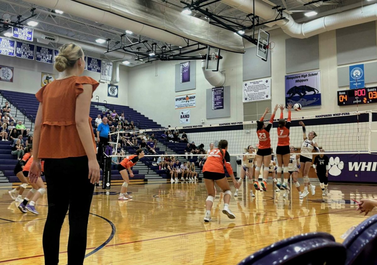 Girls Volleyball plays against Hampshire for their first game