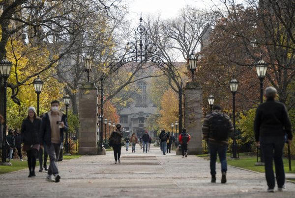 Students walk to class at the University of Chicago. Though many students get good grades in high school, they're surprised to realize how unprepared they are for college — and sometimes wonder if their grades were inflated all along. 
