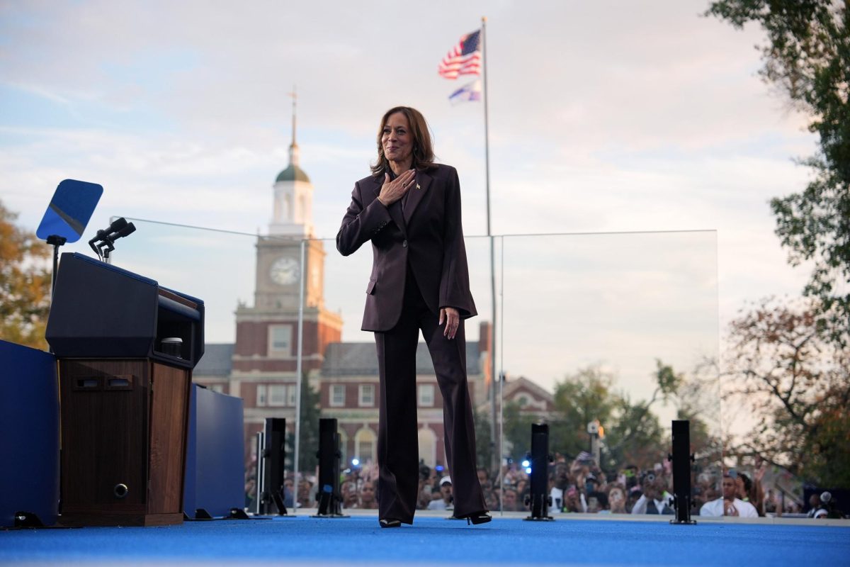 Democratic presidential nominee Vice President Kamala Harris departs the stage after conceding the election during a speech at Howard University on Wednesday, Nov. 6, 2024, in Washington, D.C.