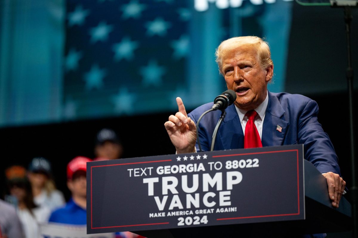 Republican presidential nominee, former U.S. President Donald Trump speaks at a campaign rally at the Johnny Mercer Theatre on Sept. 24, 2024, in Savannah, Georgia. 