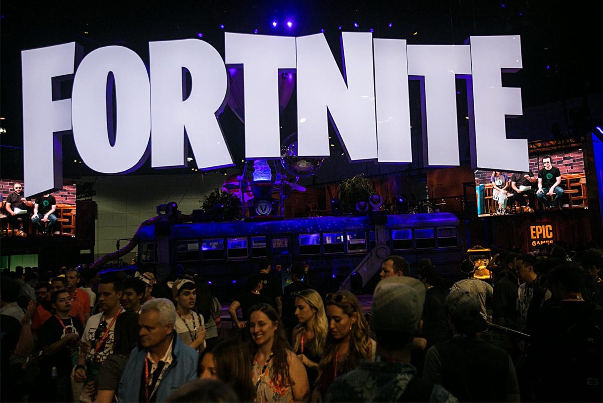 The Fortnite display, presented by Epic Games at the Electronic Entertainment Expo (E3) at the Los Angeles Convention Center on Tuesday June 12, 2018, in Los Angeles. 