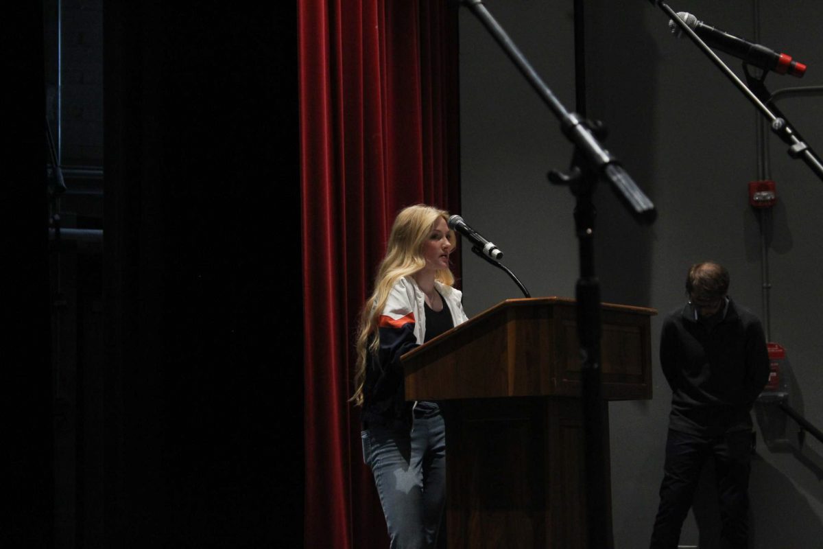 Sophomore students perform their deep, emotional poems in the auditorium to classmates and the judges during the Poetry Slam on Friday.