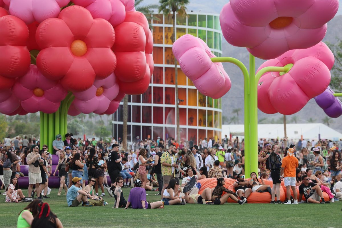 Music fans at the 2025 Coachella in Indio, California, on Saturday, April 12, 2025.