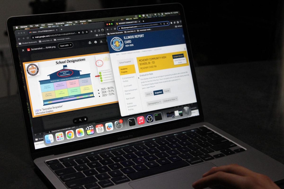 A student looks closely at the Illinois Report Card, which was released at the end of last month. According the report, MCHS is a "commendable" school, but some of the data still reveals places where the school could improve.