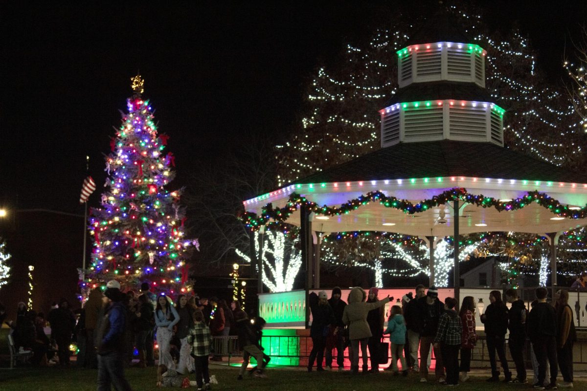 The tree and gazebo at Veterans Park in McHenry were lit up for the holidays on Nov. 22, where  MCHS’s Vocal Warriors performed holiday songs for the community. 