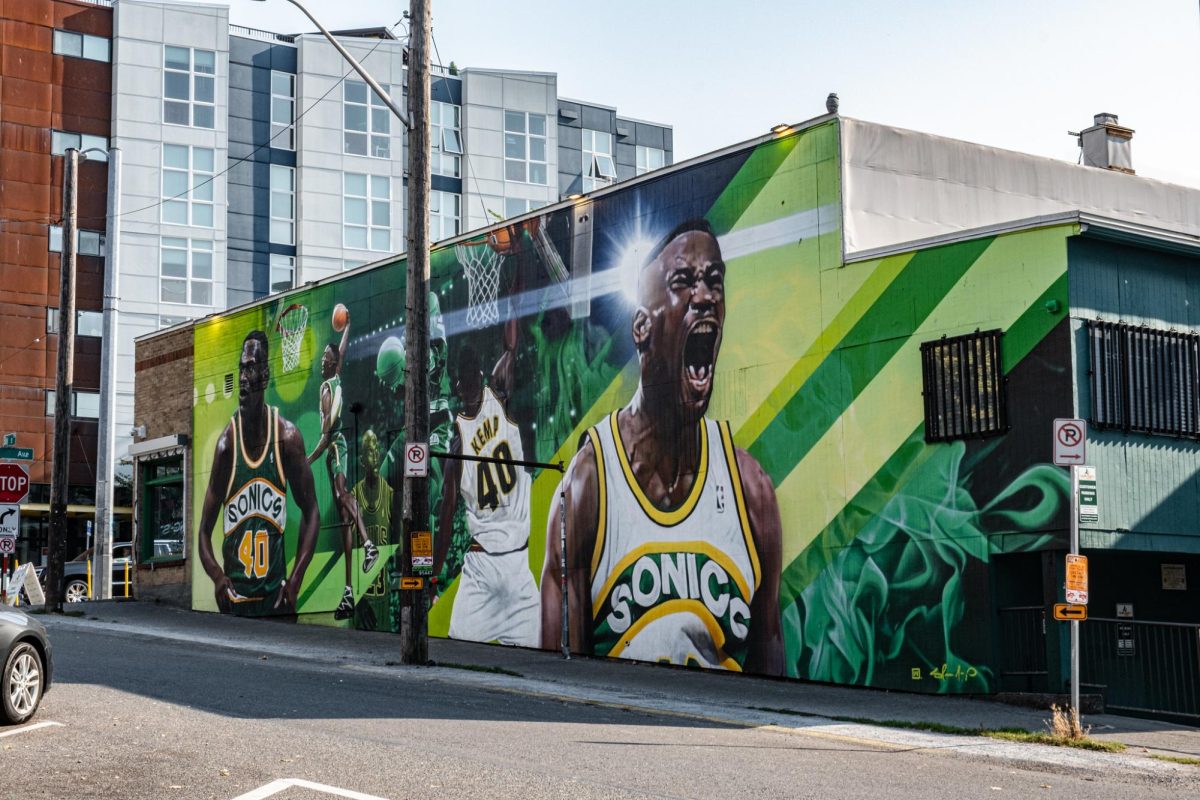 A mural in Seattle, WA showcases Sonics player Shawn Kemp. The Seattle Supersonics are one of a handful of teams that could be added to an expanded NBA.