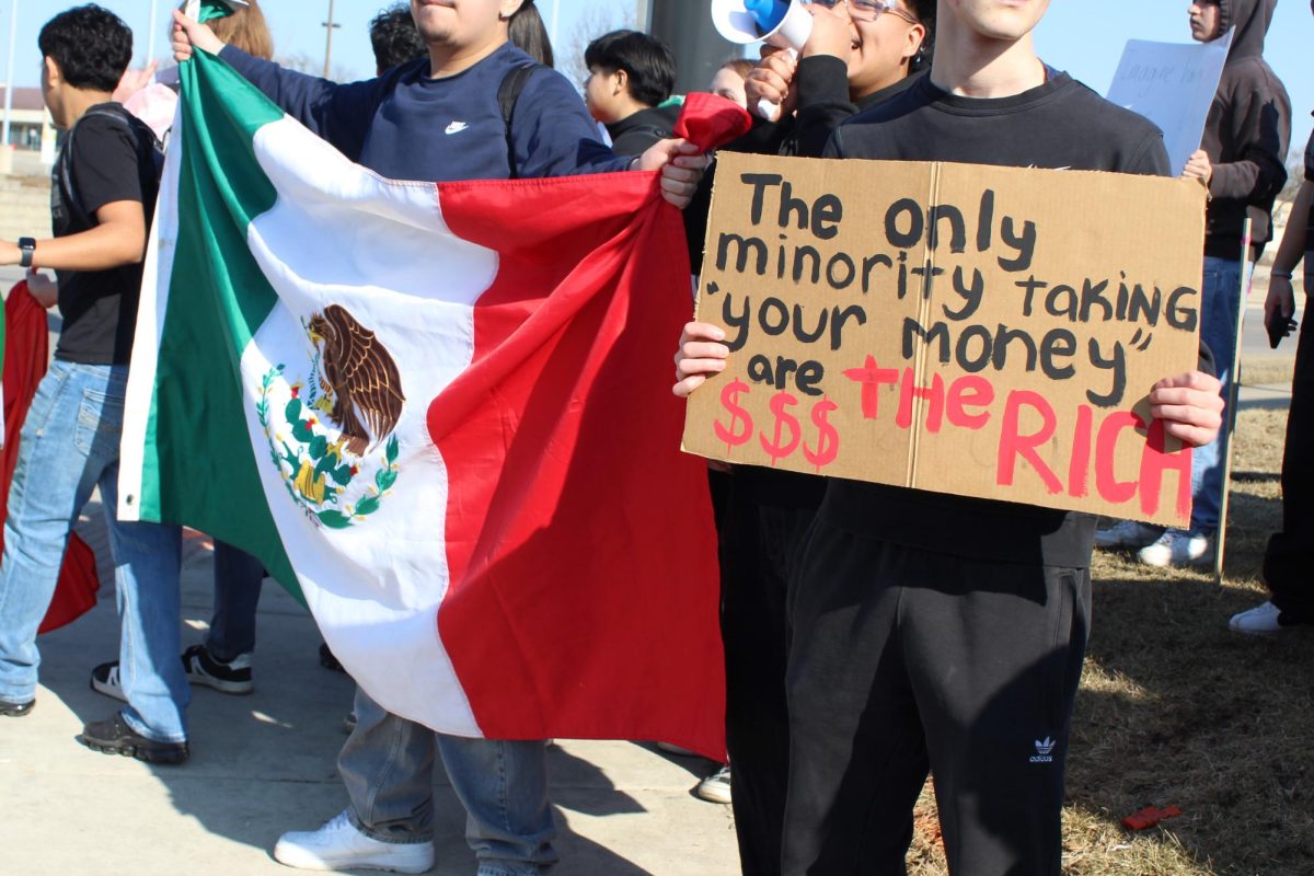 MCHS students from the Freshman Campus protest ICE and border patrol on Feb. 13 through the McHenry Community. Student participated in a peaceful walkout during 7th period a week before the Upper Campus's planned walkout.