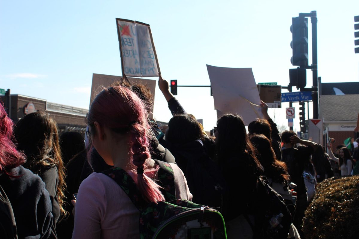 MCHS students from the Freshman Campus protest ICE and border patrol on Feb. 13 through the McHenry Community. Student participated in a peaceful walkout during 7th period a week before the Upper Campus's planned walkout.