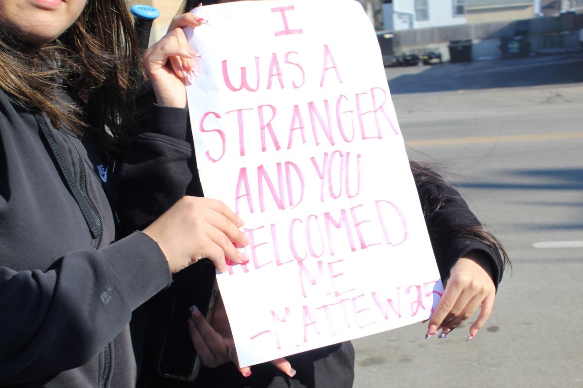 MCHS students from the Freshman Campus protest ICE and border patrol on Feb. 13 through the McHenry Community. Student participated in a peaceful walkout during 7th period a week before the Upper Campus's planned walkout.
