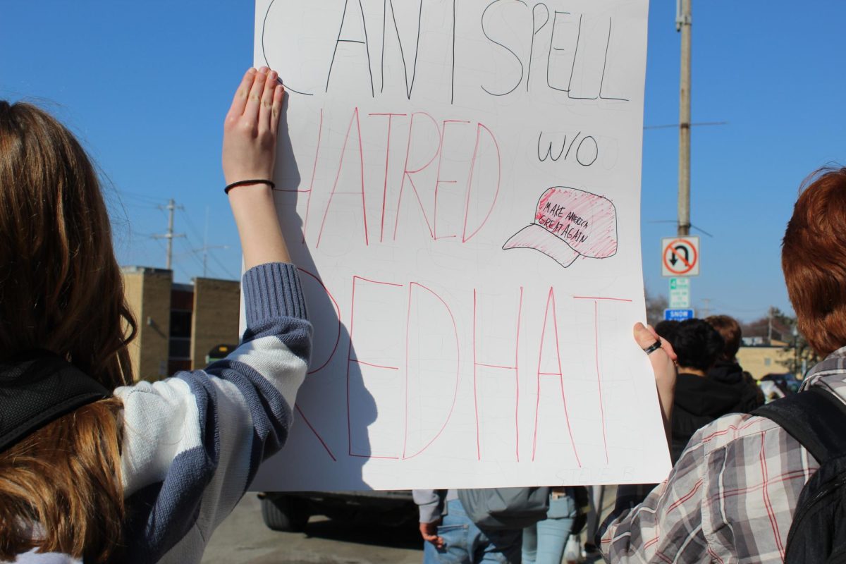 MCHS students from the Freshman Campus protest ICE and border patrol on Feb. 13 through the McHenry Community. Student participated in a peaceful walkout during 7th period a week before the Upper Campus's planned walkout.