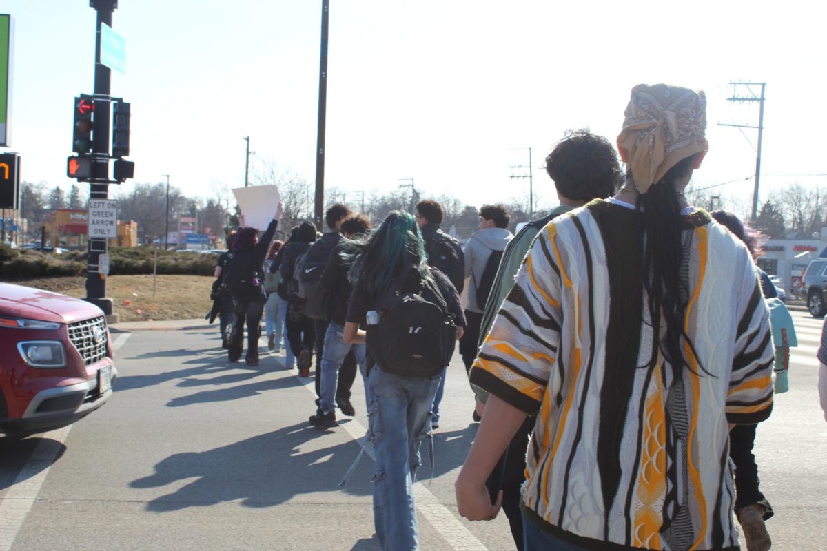 MCHS students from the Freshman Campus protest ICE and border patrol on Feb. 13 through the McHenry Community. Student participated in a peaceful walkout during 7th period a week before the Upper Campus's planned walkout.