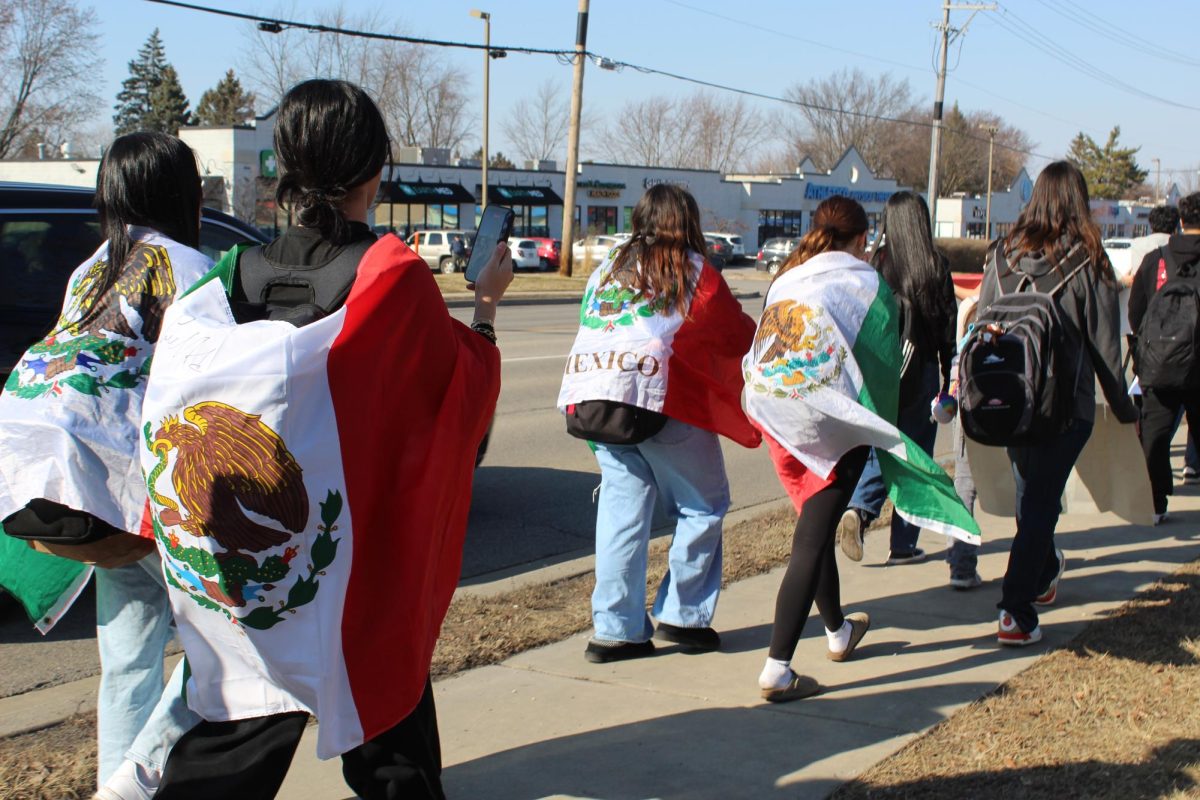 MCHS students from the Freshman Campus protest ICE and border patrol on Feb. 13 through the McHenry Community. Student participated in a peaceful walkout during 7th period a week before the Upper Campus's planned walkout.