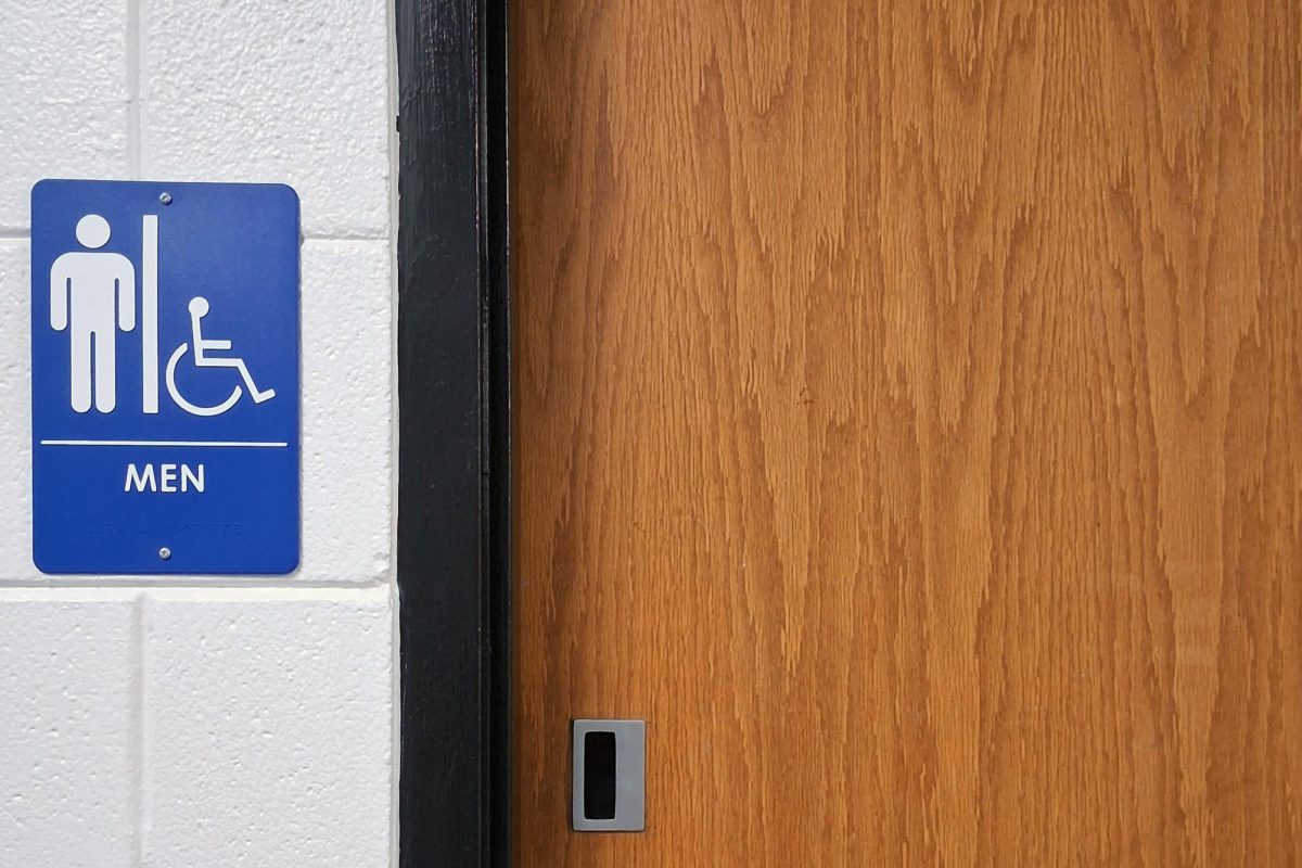 The boys bathroom's door is closed on the fourth floor of the Freshman Campus. Bathrooms have been closed on and off all year because of students caught vandalizing and vaping.