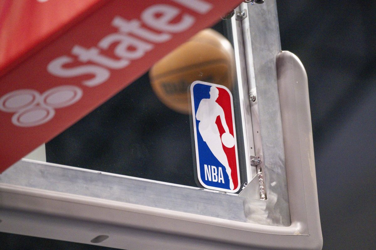 Feb 5, 2026; Dallas, Texas, USA; A view a Wilson NBA basketball and logo during the game between the Mavericks and the Spurs at the American Airlines Center. Jerome Miron-Imagn Images/ File Photo