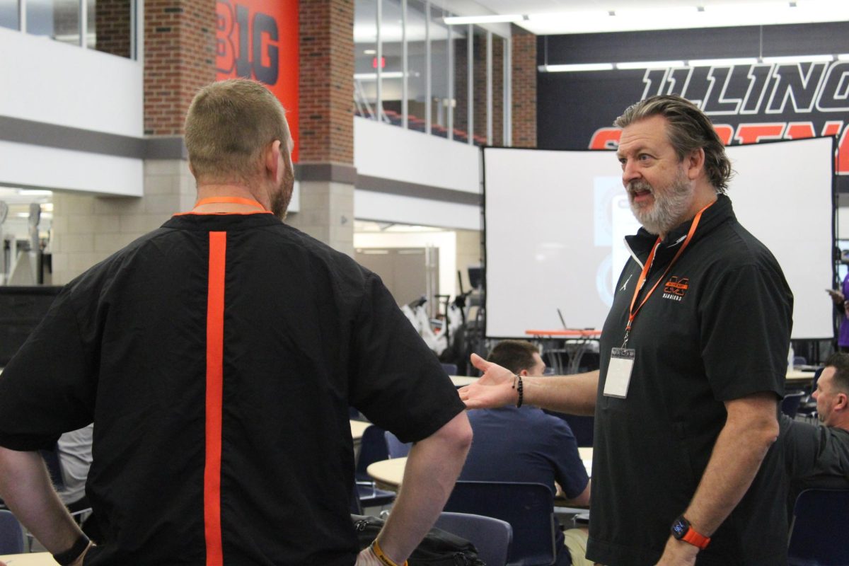 On Mar. 6, 2026, the NHSSCA Illinois state clinic took place in the University of Illinois Urbana-Champaign's weight room. Coaches, including a few from MCHS, gathered, listened to presenters, and had a chance to collaborate, share, and expand their professional network.