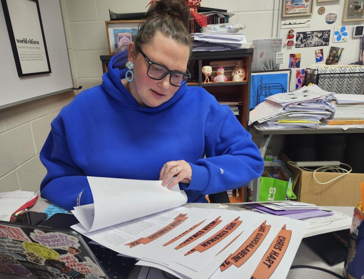 Upper Campus building sub Kayleigh Jensen subs for a Spanish class on May 12. Jensen helped spearhead this year's staff appreciation efforts at the Upper Campus.